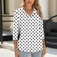 thumbnail image 6 of TKLPEHG 3/4 Length Sleeve Tops for Women Fashion Polka Dots Print V Neck Tunic Tops Loose Fit Three-quarter Sleeve Shirts Solid Color Work Blouses (White,S), 6 of 6
