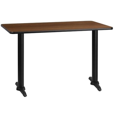 Pemberly Row 30 x 48 Restaurant Dining Table in Black and Walnut