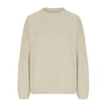 thumbnail image 7 of Womens Comfy Sweaters Loose Crewneck Knit Plain Sweatshirt Pullover Drop Shoulder Long Sleeve Fall Winter Tops (S, Beige), 7 of 7