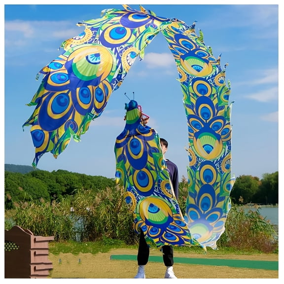 Dragon Dance Flinging Ribbon, Juggling Sets for Party Outdoor Fitness, Outdoor Exercise Kung Fu Fitness,Silk Flowy Spinning & Shaking