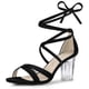thumbnail image 1 of Sandalias Terciopelo Allegra K Tacón De Bloque Transparente Cordón Arriba Para Mujeres Negro 39, 1 of 7