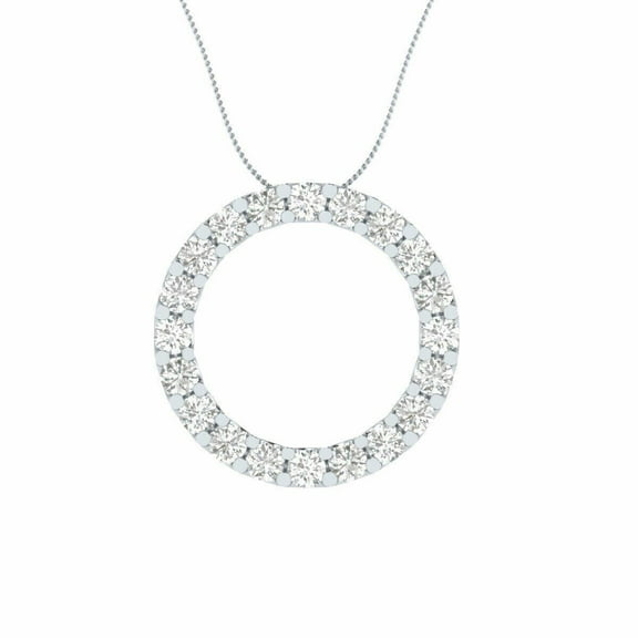 2 CT Round Cut Moissanite Full Eternity Pendant 18" Necklace 925 Sterling Silver