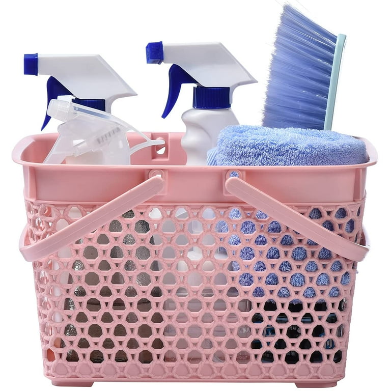 White Plastic Storage Organizer Basket with Handles, Shower Caddy Tote  Portable Storage Bins for Bathroom, Dorm, Kitchen, Bedroom