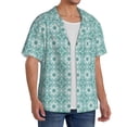 thumbnail image 2 of Yiaed Blue Print Print Mens Casual Wrinkle Free Shirts Short Sleeve Button Down Summer Stretch Dress Shirt-Medium, 2 of 5