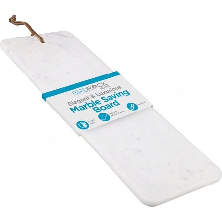 BIRDROCK HOME 23" Marble Serving Board | 100% Natural Premium Large Marble Stone Slab - Cheese Cutting Board | Charcuterie, Pastry & Food Display | Kitchen Decor Tray | Countertop, Table Top - White