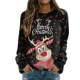 thumbnail image 1 of Chandail en Molleton de Noël pour Femmes, Cardigan à Manches Longues, Col Rond, Pull Chaud, Imprimé, Mode, Mi-Long, 1 of 6