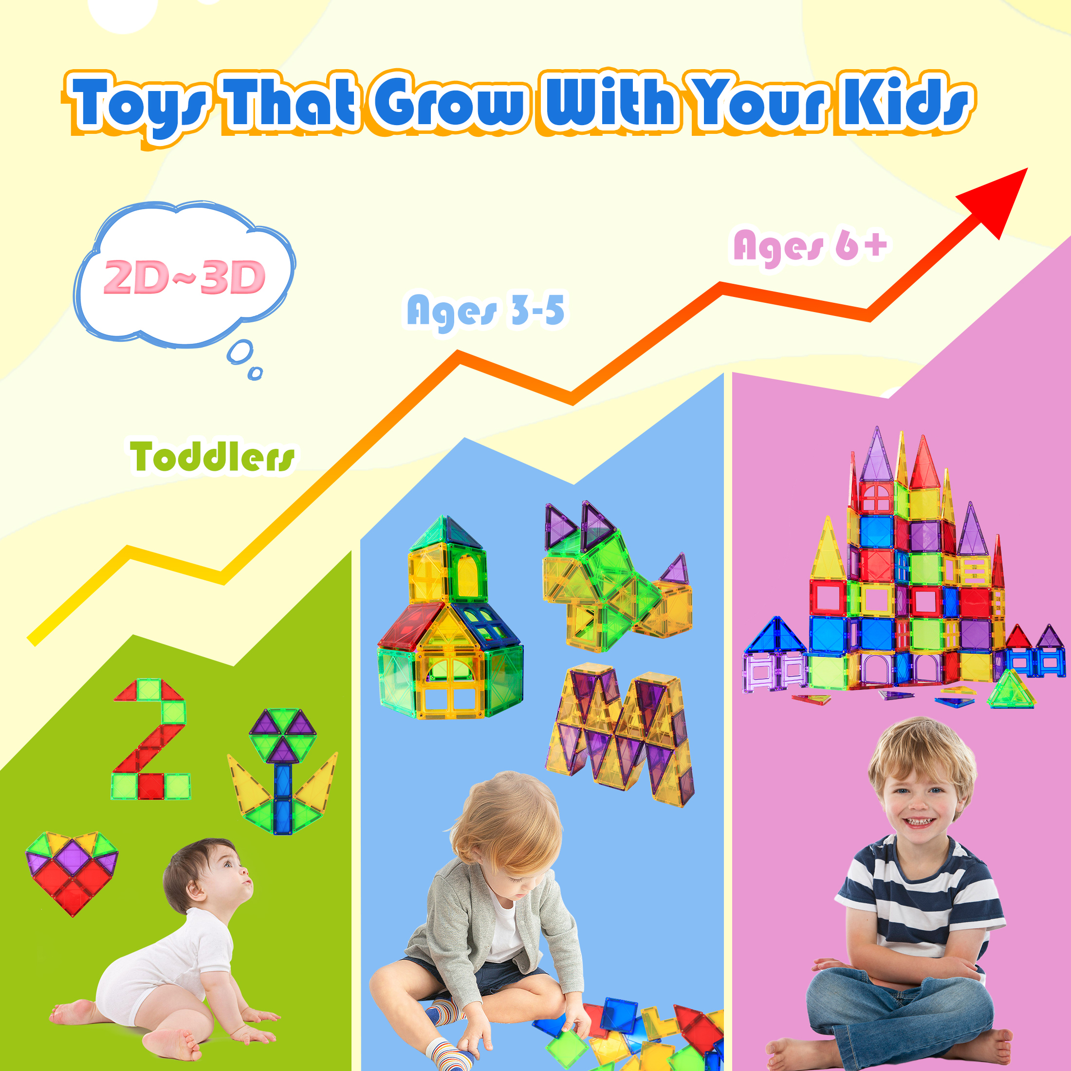 Magblock 100-Piece Magnetic Tiles Building Set photo 2