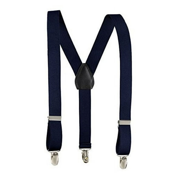 Kids and Baby Adjustable Elastic Solid Colors Unisex Children Suspenders (26 Inch (3yrs. - 9yrs.), Navy)