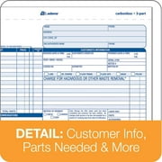 Adams Auto Repair Order Book, 3-Part Carbonless, White/Canary/Pink, 8-1/2 x 7-7/16 in., 50 Sets