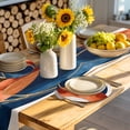 thumbnail image 4 of Navy Blue Burnt Orange Round 13 Inch Placemats Set of 2, Boho Art Modern Geometric HeatResistant Non Slip Place Mats for Dining Table, Wipeable Braided Kitchen Table Mats for Housewarming, 4 of 9