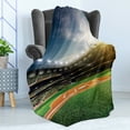 thumbnail image 4 of Sports Soft Flannel Fleece Throw Blanket, Game Thirll Concept Digitally Generated Stadium Arena with Lots of Audience Image, Cozy Plush for Indoor and Outdoor Use, 70" x 90", Multicolor, by Ambesonne, 4 of 5