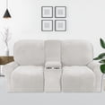 thumbnail image 1 of Housse de Causeuse Inclinable 2024 avec Housse pour Console Centrale, Housse Extensible en Velours 8 Pcs pour Canapé Inclinable 2 Places, Bleu Paon, 1 of 11