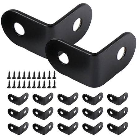 STOBOK 20Pcs Heavy Duty Black Metal Corner Brackets for Wood with Screws Easy Installation