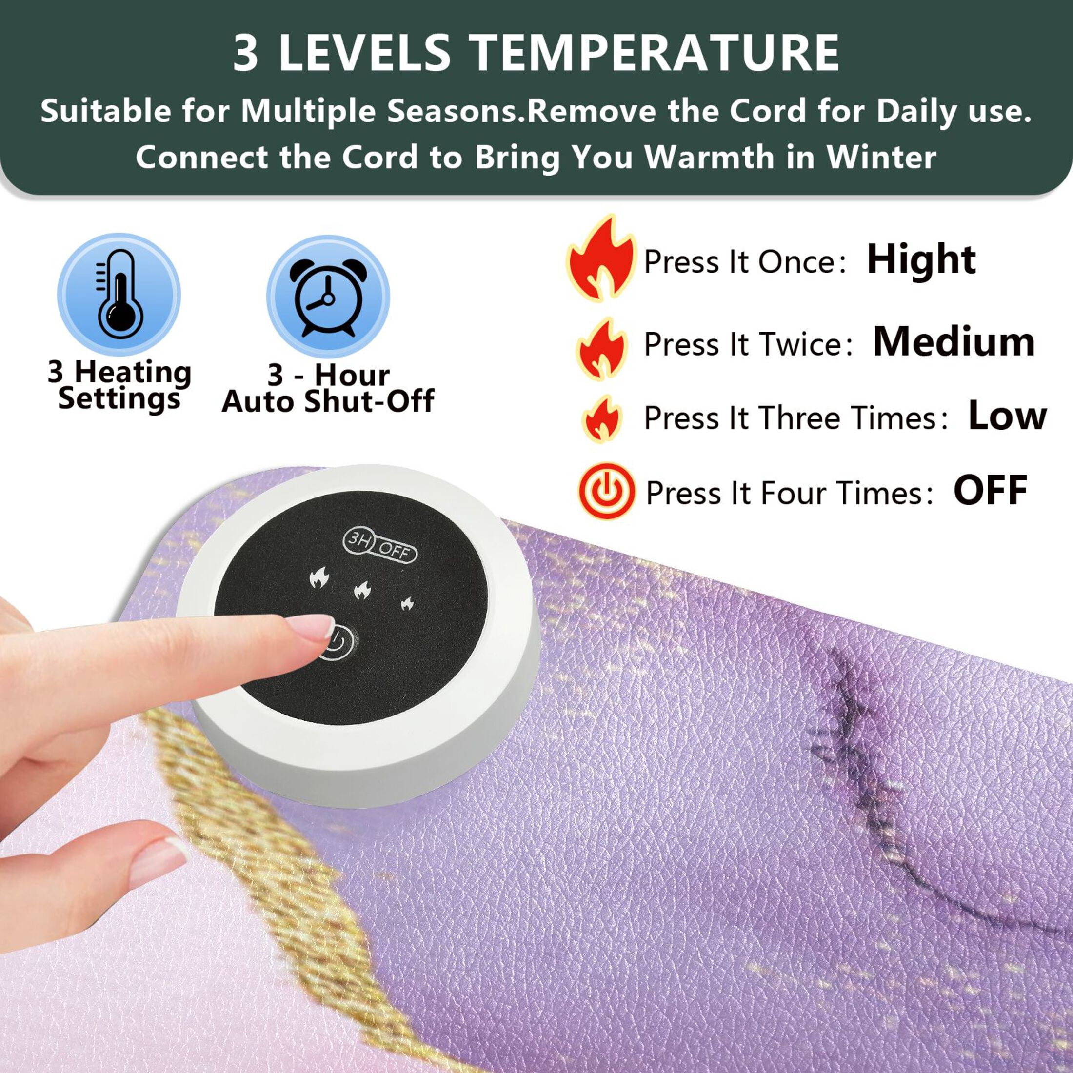 Large Heated Desk Mat Mouse Pad 31.5"x13"PU Leather Graphene Heating Desk Warmer with 3 Temperature Settings 110V US Plug Non-Slip Warm Pad for Home, Office, and Gaming Unicorn Fantasy Fluid Art