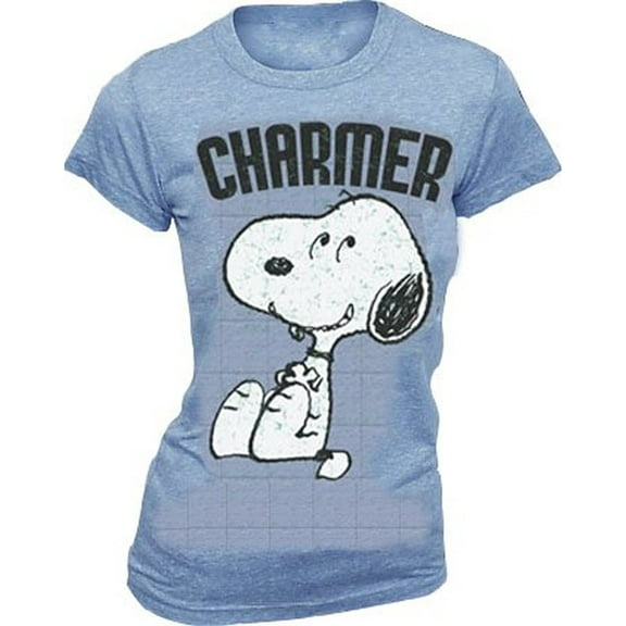 Peanuts Snoopy Charmer Heathered Blue Juniors T-shirt