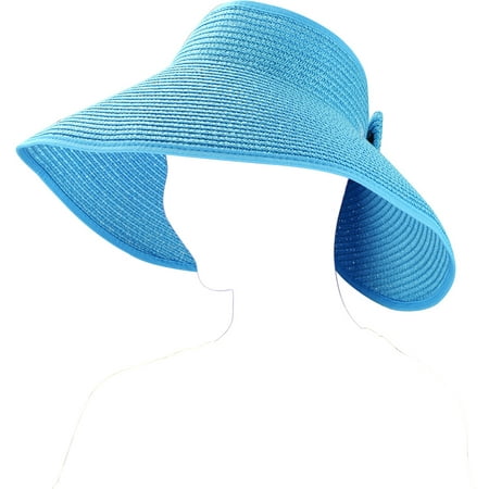 Fashion Women's and Girl's roll-up Summer Bow Tie Straw Visor Sun Hat