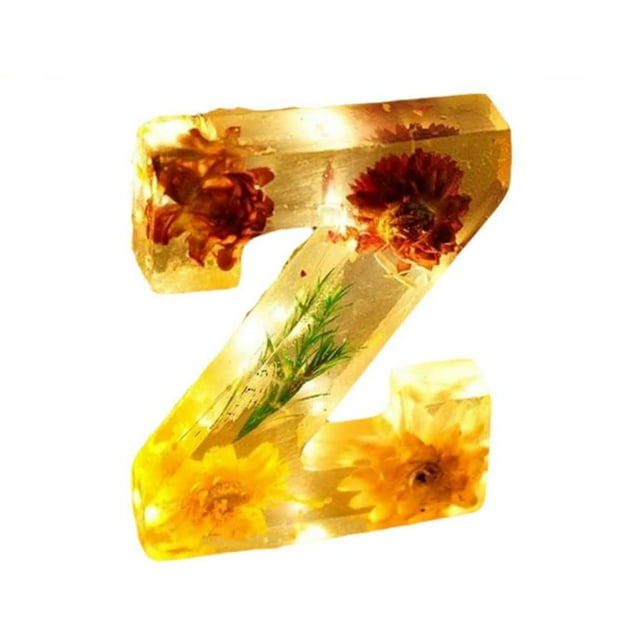 Handmade Floral Resin Night Light, LED, Dried Flowers in Resin, Letter Design, Soft Glow, Durable, Perfect Gift for Birthdays/Weddings