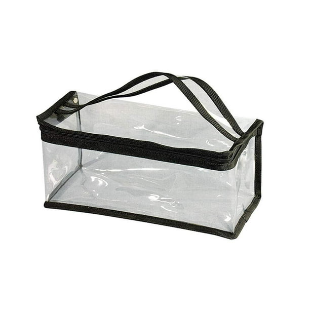 Bolsa de maquillaje Jula Vance pequeña rectangular de PVC transparente con asa