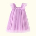 thumbnail image 4 of AJTQTH Summer Mesh Sundress for Toddler Baby Girls Cute Summer Solid Color Flying Sleeve Square Neck High Rise Princess Dress Flowy Layered Midi Dress Purple 18-24Months, 4 of 4