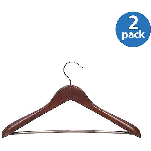 Honey Can Do Deluxe Contoured Suit Hangers With Non Slip Bar 2 Pack Walmart Com Walmart Com