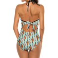 thumbnail image 3 of Maillot de Bain une Pièce Col en V Profond Halter Monokini Plage Maillots de Bain Nature Éclair, 3 of 4