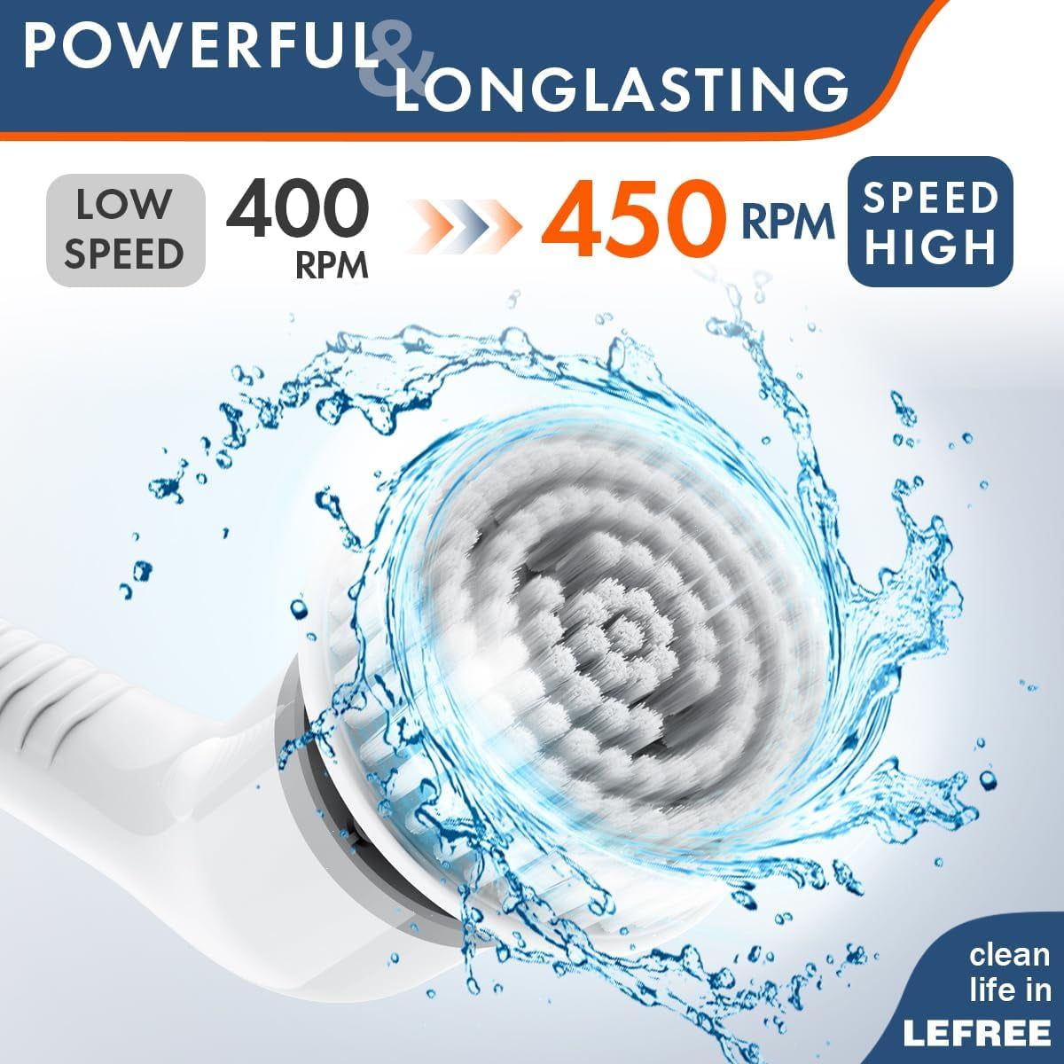 Lefree Electric Spin Scrubber, Cordless Cleaning Brush with 8