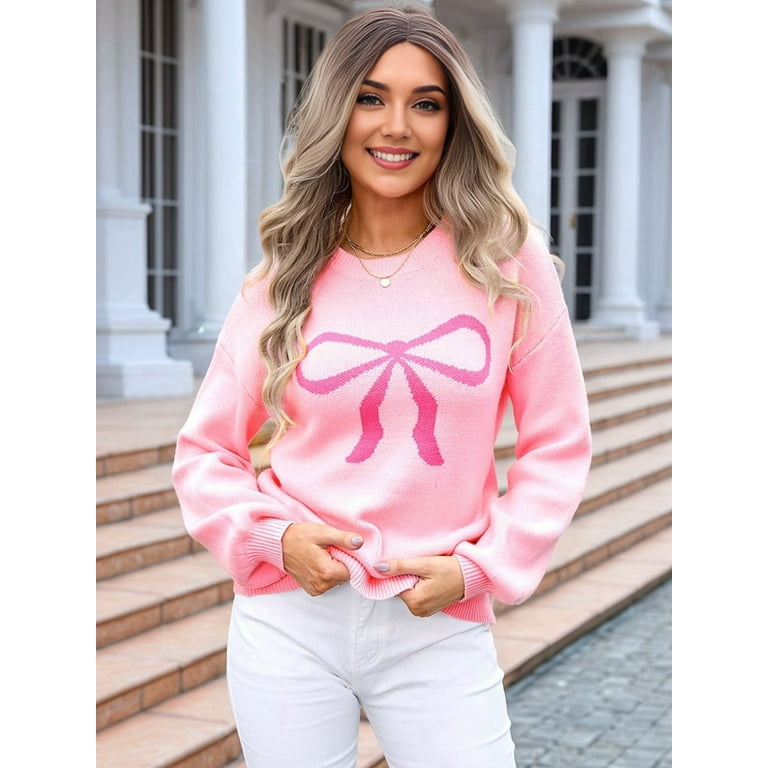 Women Cute Sweater Y2k Long Sleeve Crew Neck Knit Sweaters