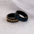 thumbnail image 3 of PAMTIER Unisex 8mm Stainless Steel Personality Cool Beer Bottle Opener Blue Chain Rotatable Fidget Ring Biker Anxiety Band Gear Wheel Edge Black Size 8, 3 of 5
