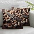 thumbnail image 3 of Orinice  Winery Throw Pillow Cushion Cover, Wine Corks Rustic Wooden Ground Natural Organic Liquor Elements Vintage Harvest Top View, Decorative Square Accent Pillow Case,  White, 3 of 5