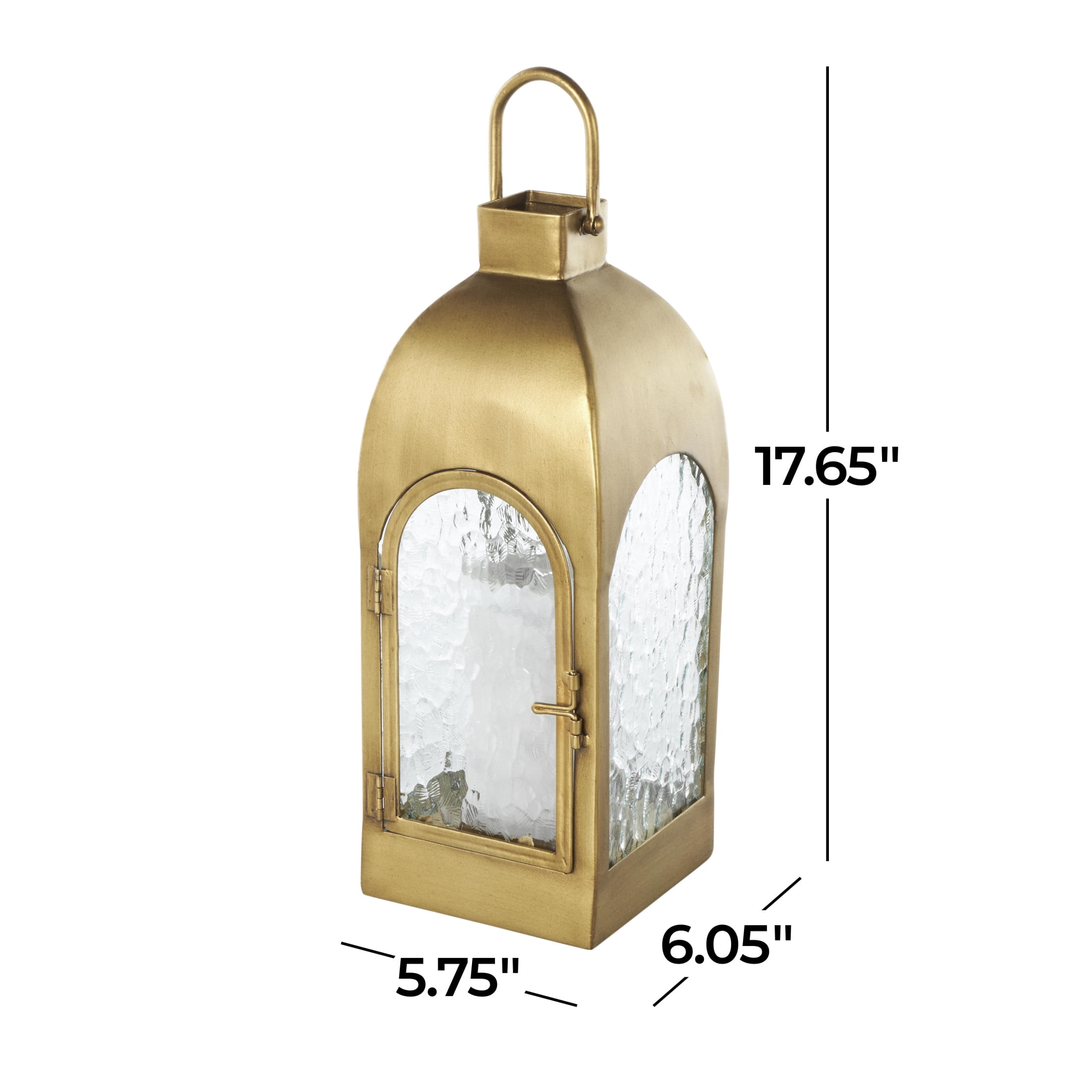 DecMode Gold Metal Arched Candle Lantern with Top Handle