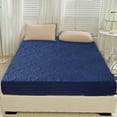 thumbnail image 4 of Maplenight Splashproof Laminated Queen Size Fitted Sheet Mattress Protector – Waterproof, Breathable & Dustproof Bed Cover for All Mattress Types Navy, 4 of 5