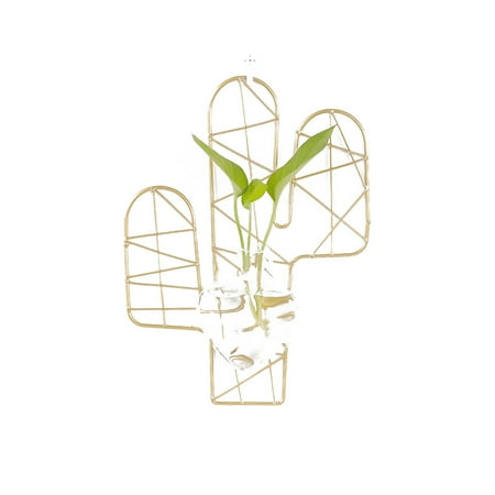 Home Decoration Wall Hanging - Nordic Style Iron Cactus Hydroponics Glass Bottle Pendant Home Restaurant Wall Decoration Wall Hanging
