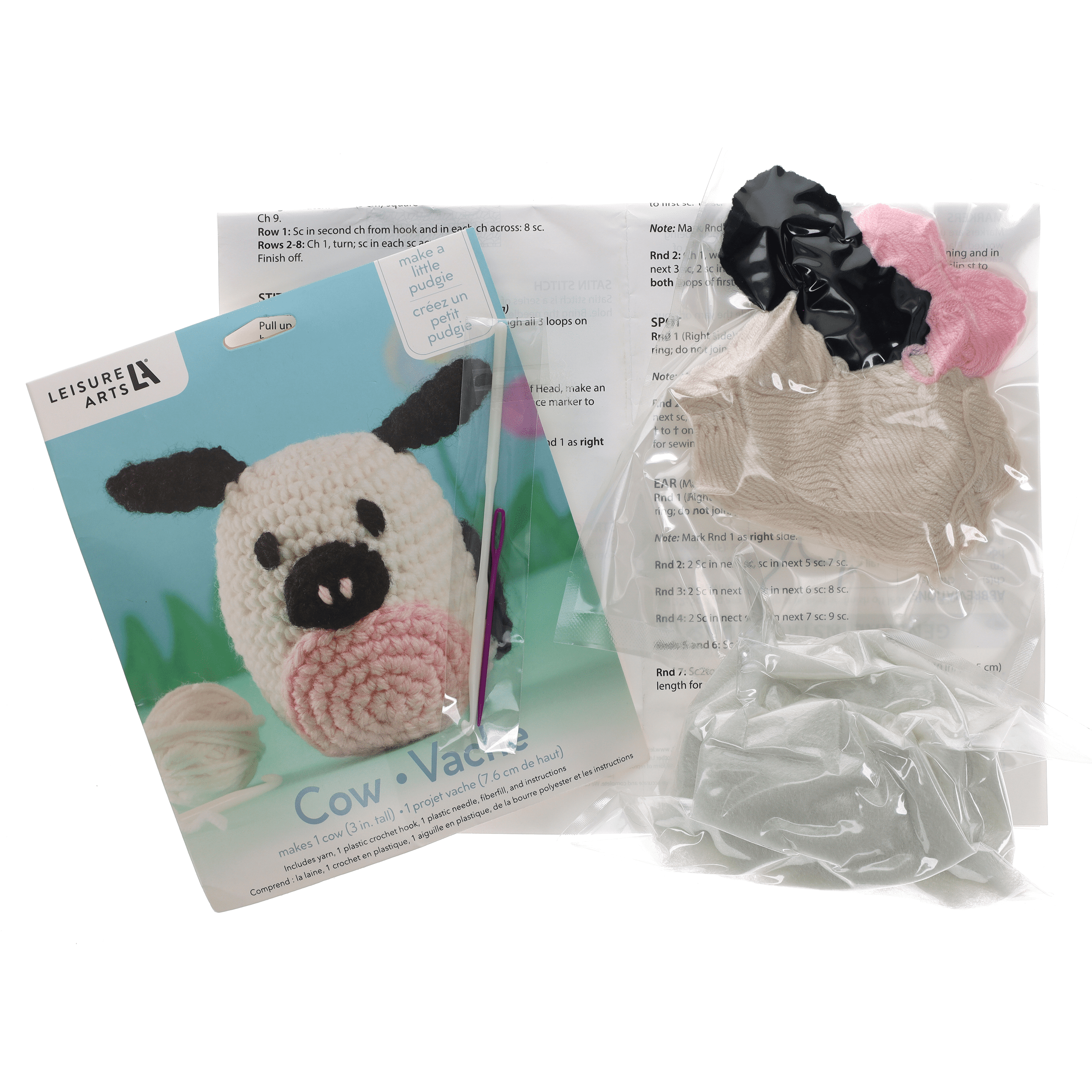 Leisure Arts Crochet Kit Amigurumi Pudgies Cassie Cow