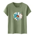 thumbnail image 4 of Xdegoge T Shirts for Women Short Sleeve Summer Tops Floral Graphic Tees Casual Tunic Cute T-Shirt Loose Fit Crew Neck Blouses Plus Size Basic Shirts Items Groceries Where Is, 4 of 4