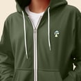 thumbnail image 5 of Dalix Mushroom Glow in the Dark Embroidered Zip Hoodie Fleece Fungi Long Sleeve Pocket Warm Soft Mens in Military Green 2XL XX-Large, 5 of 5