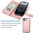 thumbnail image 4 of Wallet Case for iPhone 16e (2025) Wallet Case 6.1" 5G, [9 Card Slots] Luxury PU Leather Credit Holder Carrying Folio Flip [Detachable] Kickstand Magnetic Phone Cover & Lanyard [Rose], 4 of 5