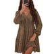 thumbnail image 1 of Vestido Con Estampado De Leopardo Para Mujer, Manga Larga, Busto Plisado, Cuello En V, Puños Ajustados, Vestido Con Estampado De Leopardo, Poliéster Suave Para Vacaciones ANGGREK Otros, 1 of 7