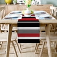thumbnail image 2 of Table Runner Dresser Scarves 72 Inch Long, Red and Black Geometric Stripes Linen Dining Table Runners Farmhouse Striped Art Paw Print Tabletop Scarf for Wedding Holiday Party Kitchen, 2 of 7