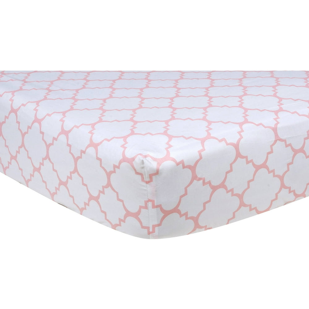 Pink Sky Quatrefoil Fitted Crib Sheet