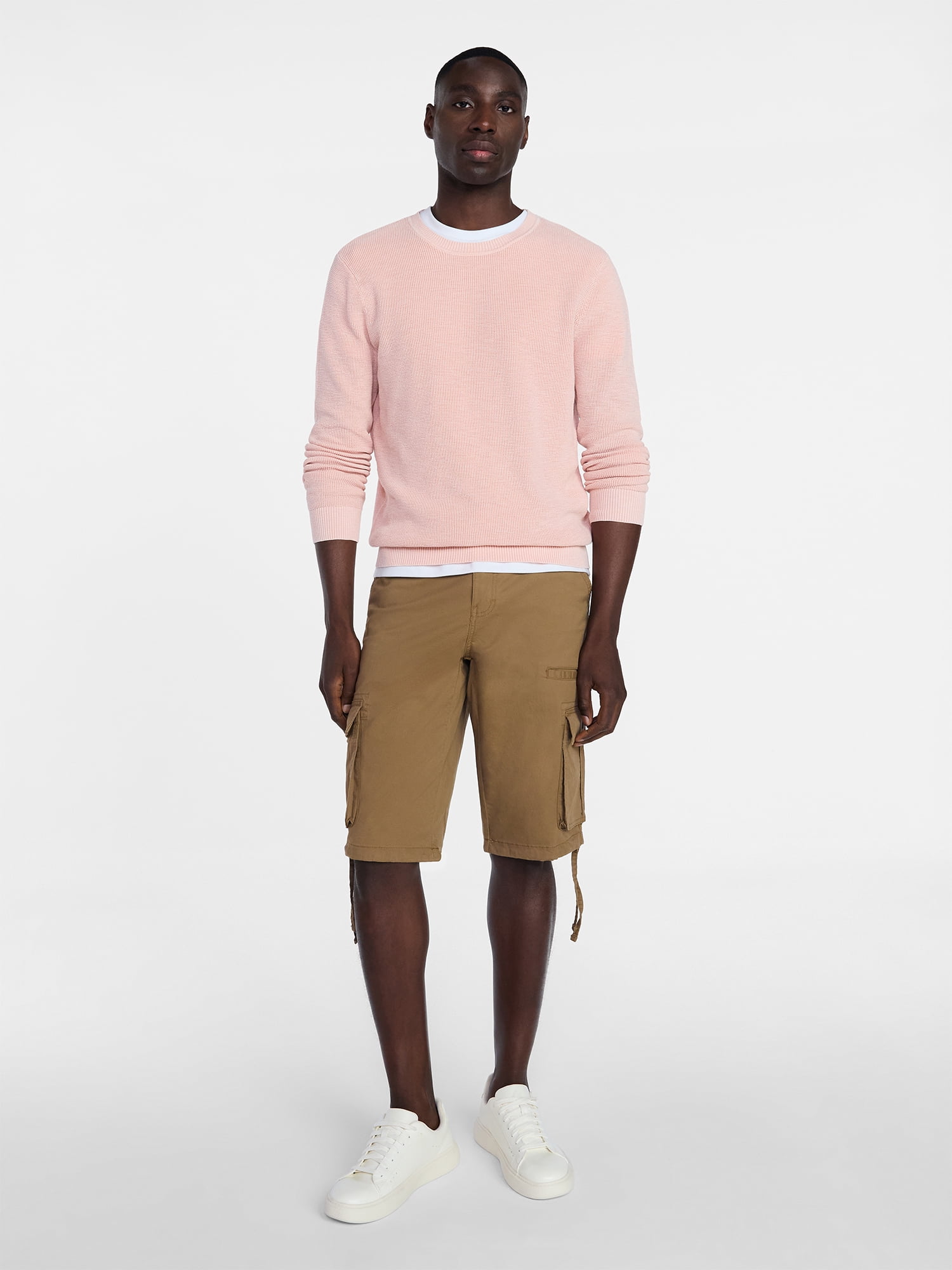 George Men's and Big Men's Cotton Slub Sweater with Long Sleeves, Sizes S-3XL
