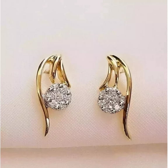 Round Cut 2Ct Lab-Created Diamond 14k Yellow gold Plated Women's Stud Earring