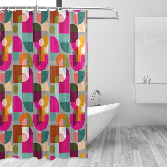 Yayeee Shower Curtain with Hooks 72"x72" Waterproof Fabric Bathroom Hanging Decor, Abstract Geometric Pattern