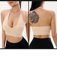 thumbnail image 5 of Women's Bra Halter Sports Backless Deep V Neck Sports Bustier Padded Gym Push Up Backless Adjustable Straps Bras For Women, 5 of 5
