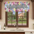 thumbnail image 6 of Easter Flowers Curtain Valances for Windows, Kitchen Valance Window Treatments Panel 2 Pack, Watercolor Pink Purple Floral Eggs Farm Plaid Rod Pocket Short Curtains for Bathroom Bedroom 42 x 12 Inch, 6 of 8