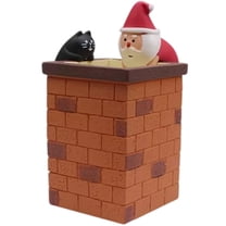 Christmas Table Decorations, Cat and Santa Claus Climbing Chimney Figurine Desktop Ornament, Resin Christmas Holiday Decor for Home Office Xmas Party