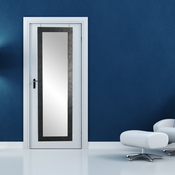 BrandtWorks Gunmetal Black Over the Door Full Length Mirror 21.5W x