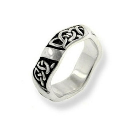 Silver Insanity - Men's Wavy Band Thick 6mm Celtic Knot Sterling Silver ...