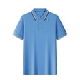 thumbnail image 2 of SEAOPEN Mens Big and Tall Shirts Men's Fashion Casual Men Summer Casual Buttons Turn-Down Collar Short Sleeve Loose Shirt Tops Light Blue,XL, 2 of 5