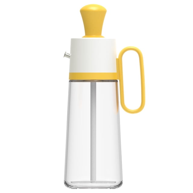 Dispensador de aceite de oliva de vidrio con cepillo de silicona 3 en 1, dispensador grande de aceite de oliva para cocina, vinagre, pavo, barbacoa, parrilla, freír y hornear (550 ml, amarillo dorado) ER