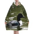 thumbnail image 1 of Loon Nature Birds Print Oversized Blanket Hoodie, Wearable Blanket Adult For Women Men And Teenager, Super Soft Warm Flannel Fluffy Hooded Blankets Sweatshirt With Big Pocket, 1 of 8